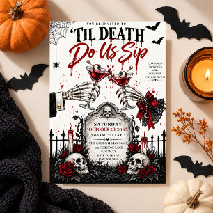 Halloween Cocktail Flower RIP Grave Gothic Party Invitation