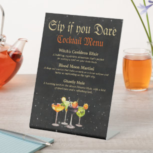 Halloween Cocktail Menu Pedestal Sign
