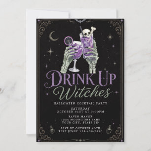 Halloween Cocktail Party Drink Up Witches Invitation