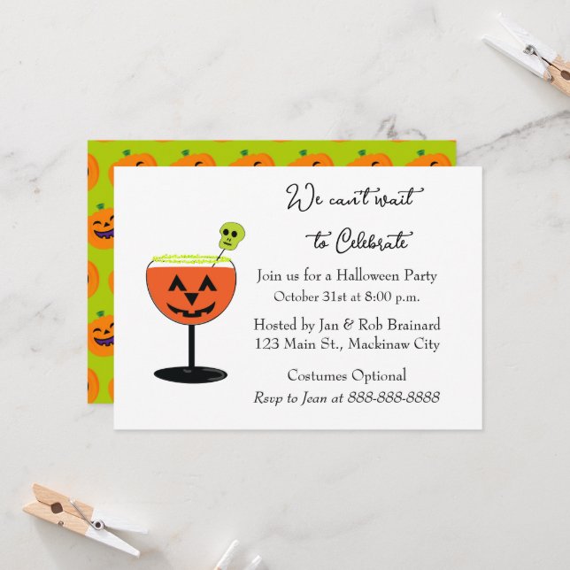 Halloween Cocktail Party Invitation (Front/Back In Situ)