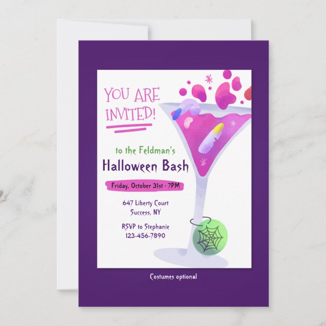 Halloween Cocktail Party Invitation (Front)