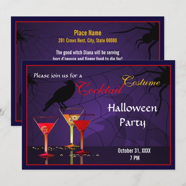 Halloween Cocktail Party Invite (Front/Back)