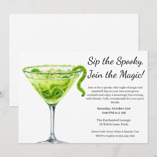 Halloween Cocktail Party | Potion Magique Invitation (Front/Back)