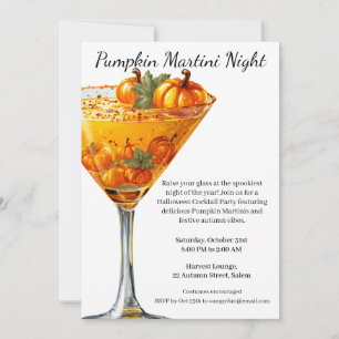 Halloween Cocktail Party   Pumpkin Martini Invitation