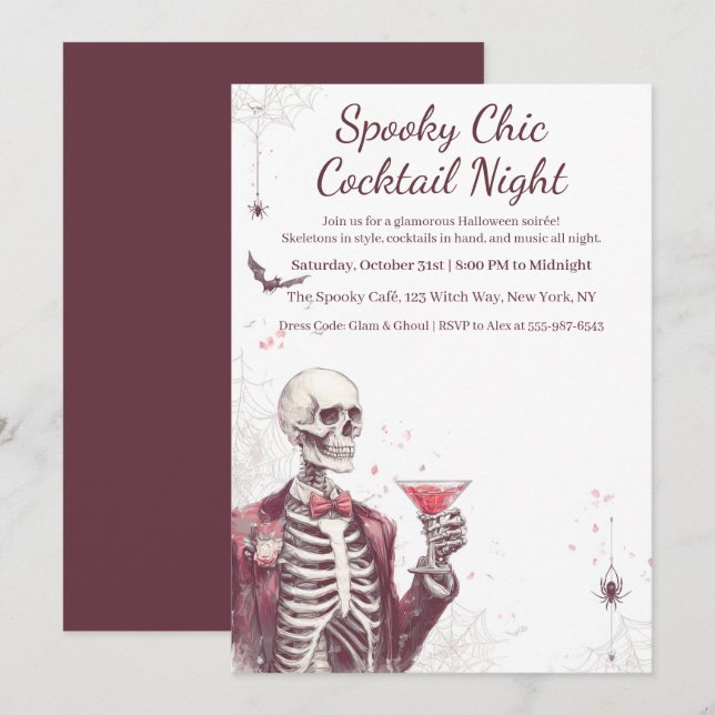 Halloween Cocktail Party | Spooky Chic Night Invitation (Front/Back)