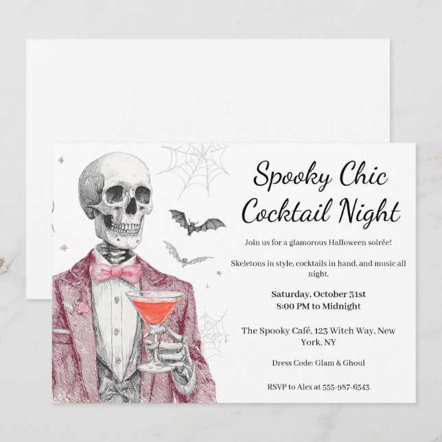 Halloween Cocktail Party | Spooky Chic Night Invitation (Front/Back)