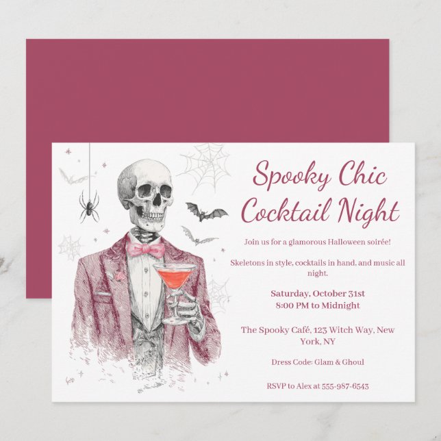 Halloween Cocktail Party | Spooky Chic Night Invitation (Front/Back)