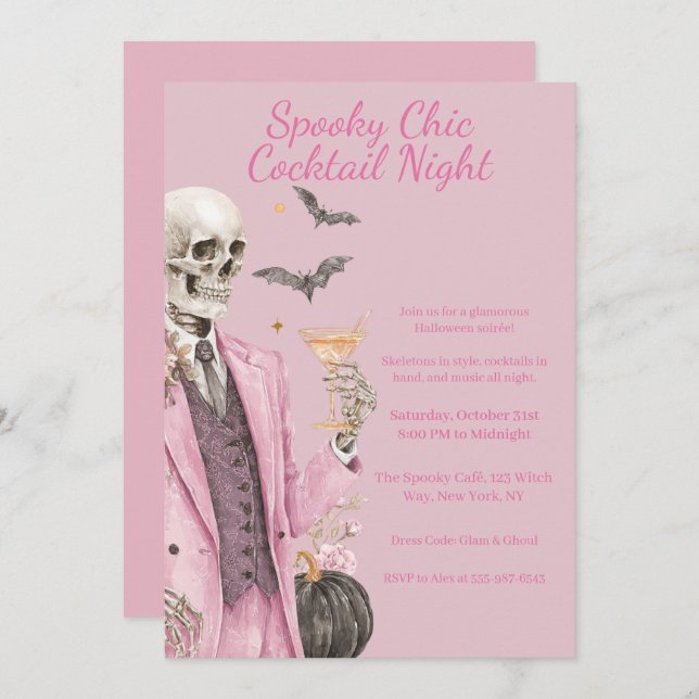 Halloween Cocktail Party | Spooky Chic Night Invitation (Front/Back)