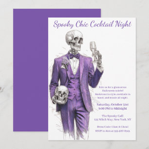 Halloween Cocktail Party   Spooky Chic Night Invitation