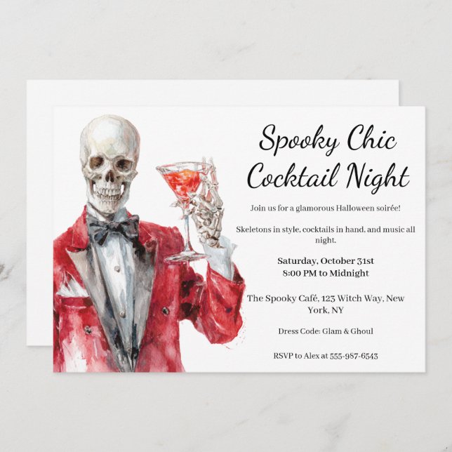 Halloween Cocktail Party | Spooky Chic Night Invitation (Front/Back)