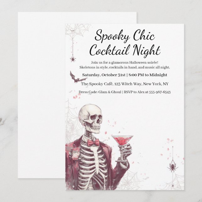 Halloween Cocktail Party | Spooky Chic Night Invitation (Front/Back)