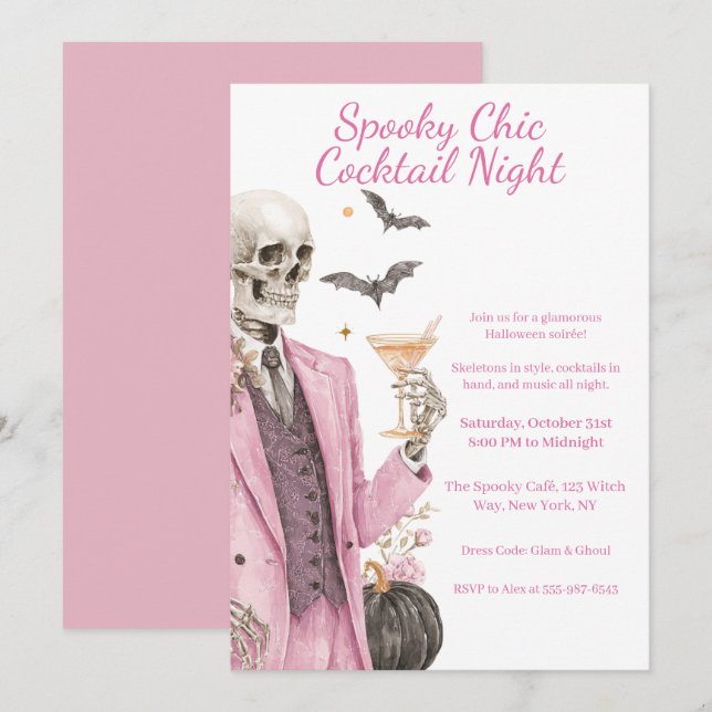 Halloween Cocktail Party | Spooky Chic Night Invitation (Front/Back)