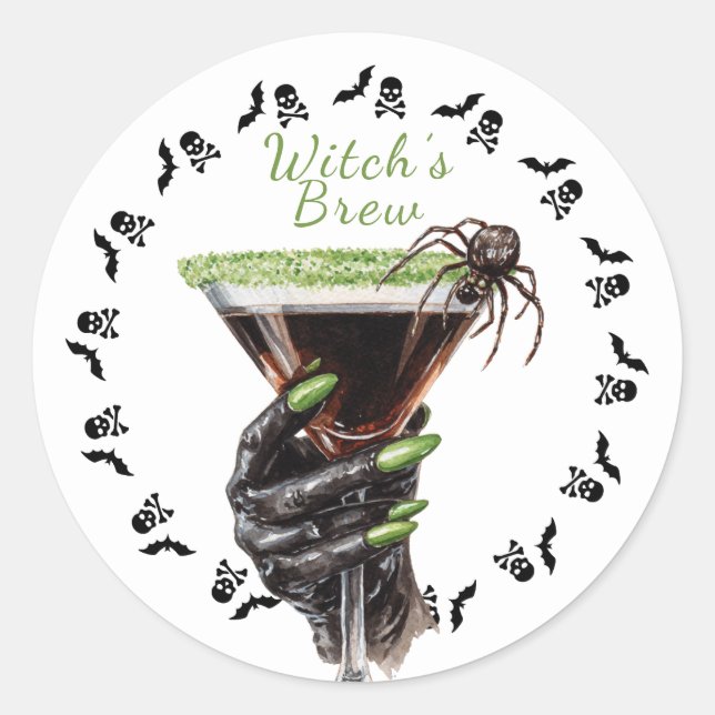 Halloween Cocktail Party | Witch’s Brew Sticker  (Front)