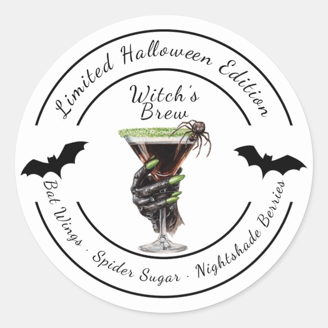 Halloween Cocktail Party | Witch’s Brew Sticker  (Front)