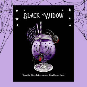 Halloween Cocktail Party with Black Widow Recipe Poster