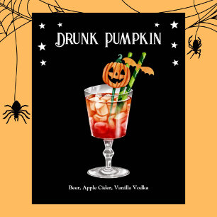 Halloween Cocktail Party with Pumpkin Recipe Poster