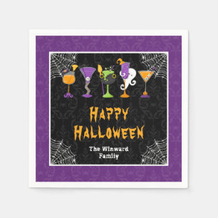 Halloween Cocktails and Costumes Party Purple Napkin