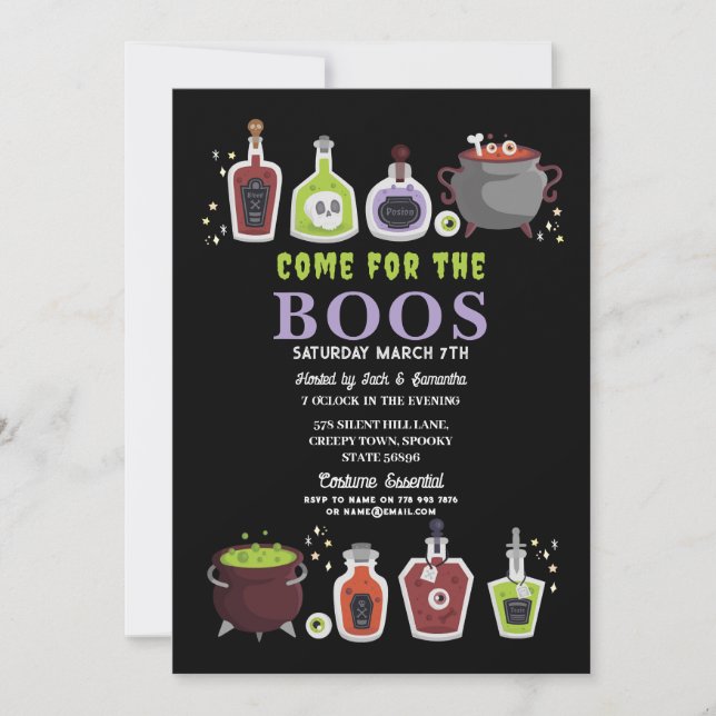 Halloween Cocktails Skulls Booze Boos  Invitation (Front)