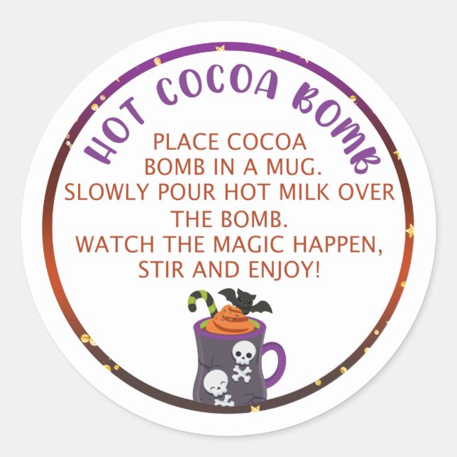 HALLOWEEN Cocoa bomb labels, HALLOWEEN CUP Classic Round Sticker (Front)