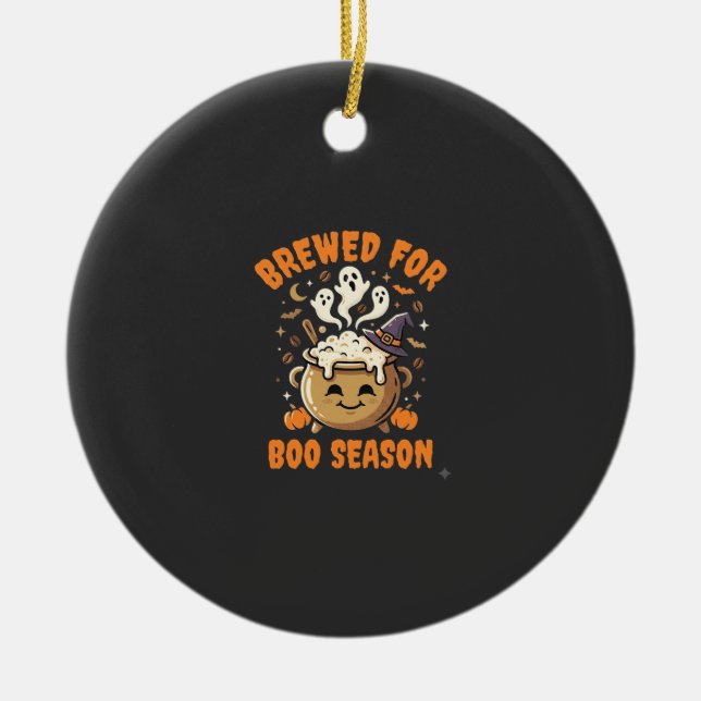 Halloween Coffee Boo Season Ceramic Tree Decoration (Front)