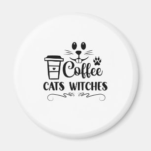 Halloween Coffee Cats Witches Birthday Magnet