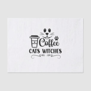 Halloween Coffee Cats Witches Birthday Tissue Paper