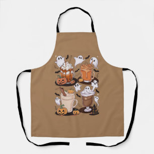 Halloween Coffee Cute Fall Iced Coffee Lover Gift Apron