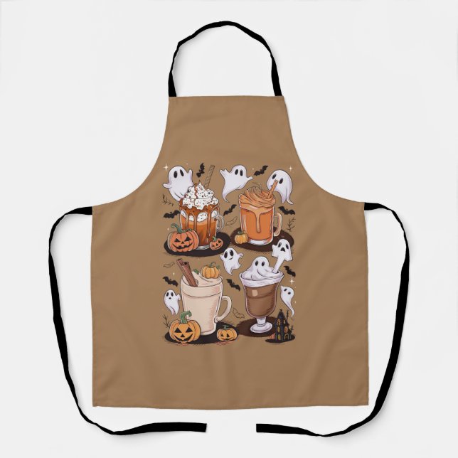 Halloween Coffee Cute Fall Iced Coffee Lover Gift  Apron (Front)