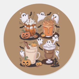 Halloween Coffee Cute Fall Iced Coffee Lover Gift Classic Round Sticker
