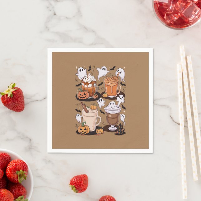 Halloween Coffee Cute Fall Iced Coffee Lover Gift  Napkin (Insitu)