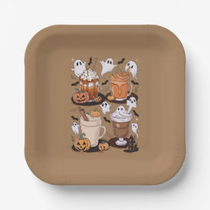 Halloween Coffee Cute Fall Iced Coffee Lover Gift  Paper Plate