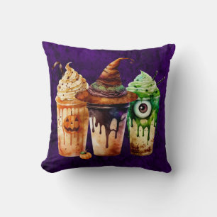 Halloween Coffee Drink Watercolor Trio Cushion