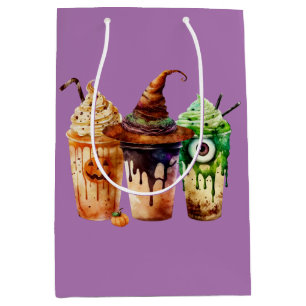 Halloween Coffee Drink Watercolor Trio  Medium Gift Bag