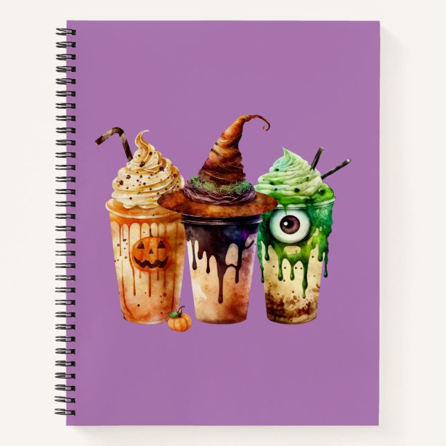 Halloween Coffee Drink Watercolor Trio  Notebook (Front)