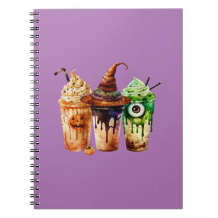 Halloween Coffee Drink Watercolor Trio Notebook