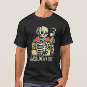 Halloween Coffee Drinking Skeleton Black Like My S T-Shirt
