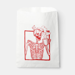halloween coffee drinking skeleton red  favour bags