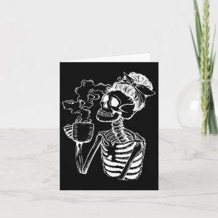 Halloween Coffee Drinking Skeleton Teacher Lazy Di Card