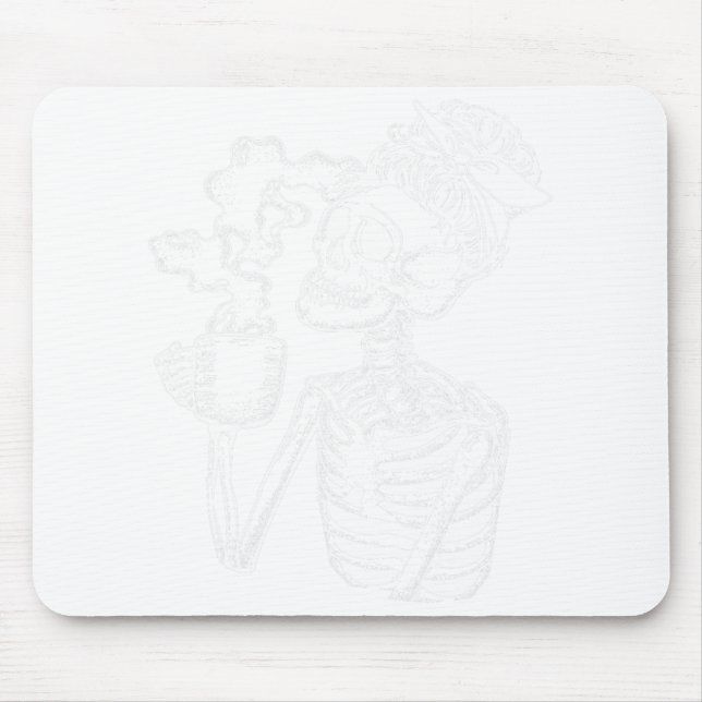 Halloween Coffee Drinking Skeleton Teacher Lazy Di Mouse Mat (Front)