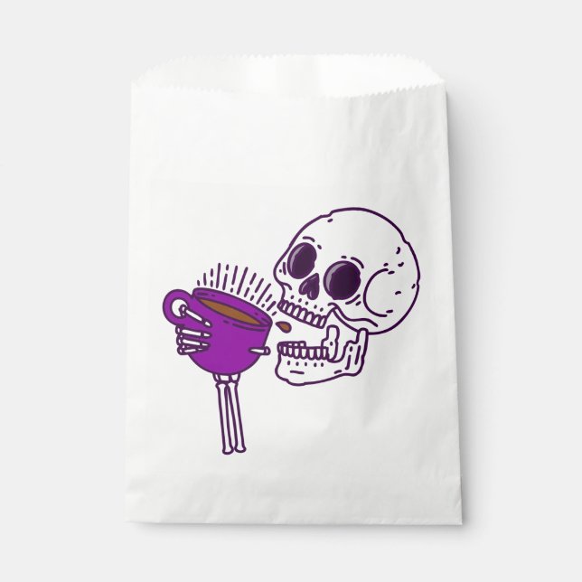 halloween coffee drinking skull skeleton purple favour bags (Front)