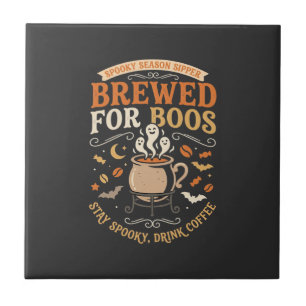 Halloween Coffee Ghost Celebration Tile