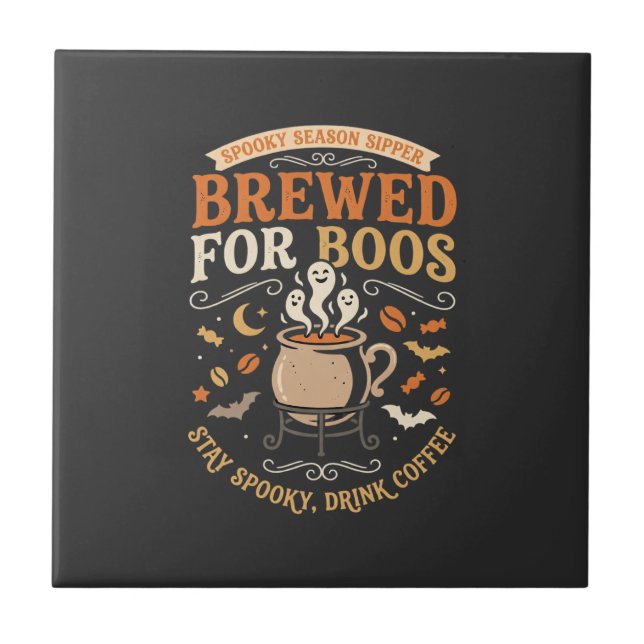 Halloween Coffee Ghost Celebration Tile (Front)