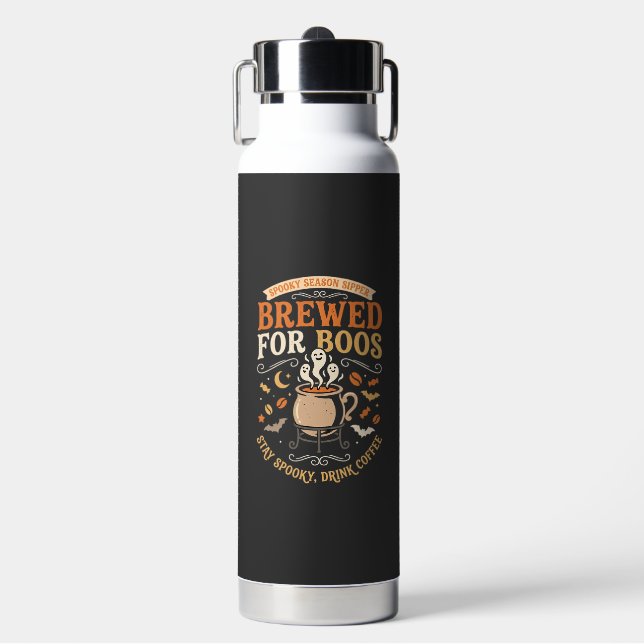 Halloween Coffee Ghost Celebration Water Bottle (Front)