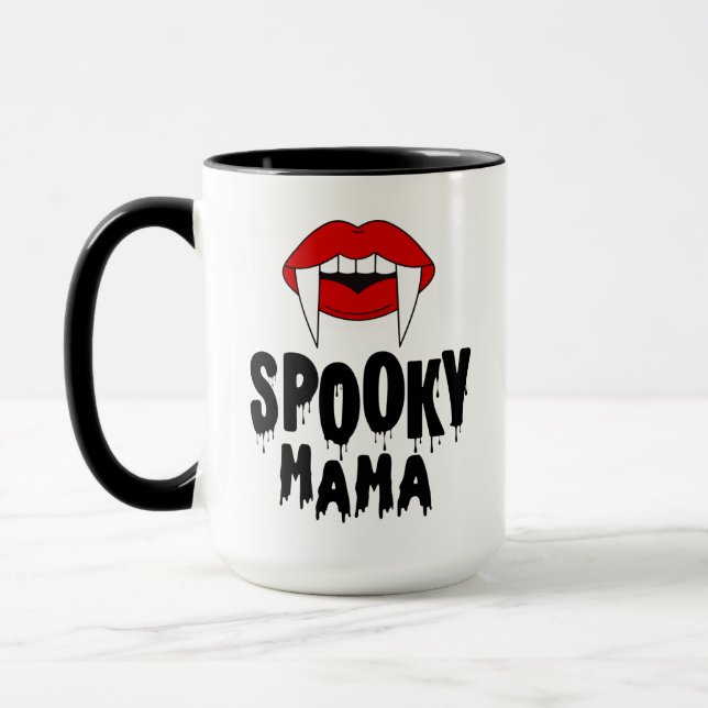 Halloween Coffee Mug Fangs Spooky Mama (Left)