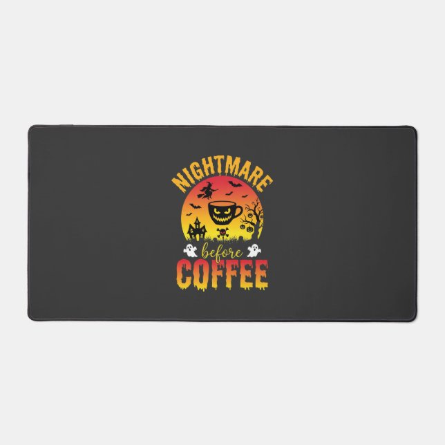 Halloween Coffee Nightmare Before Coffee Spooky Ve Desk Mat (Front)