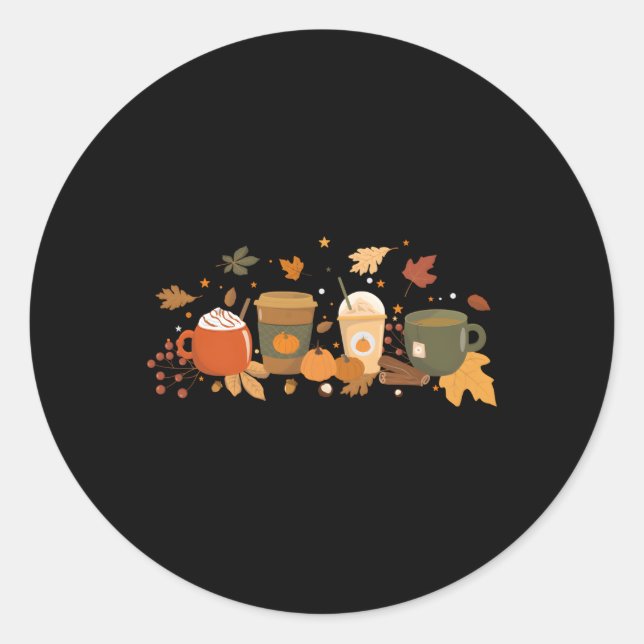 Halloween Coffee Pumpkin Latte Spice Coffee Love F Classic Round Sticker (Front)