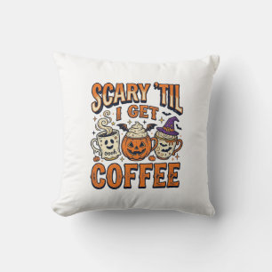 Halloween Coffee Scary Until Coffee Vintage Shirt_ Cushion