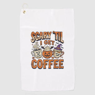 Halloween Coffee Scary Until Coffee Vintage Shirt_ Golf Towel
