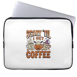 Halloween Coffee Scary Until Coffee Vintage Shirt_ Laptop Sleeve