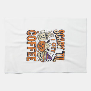 Halloween Coffee Scary Until Coffee Vintage Shirt_ Tea Towel